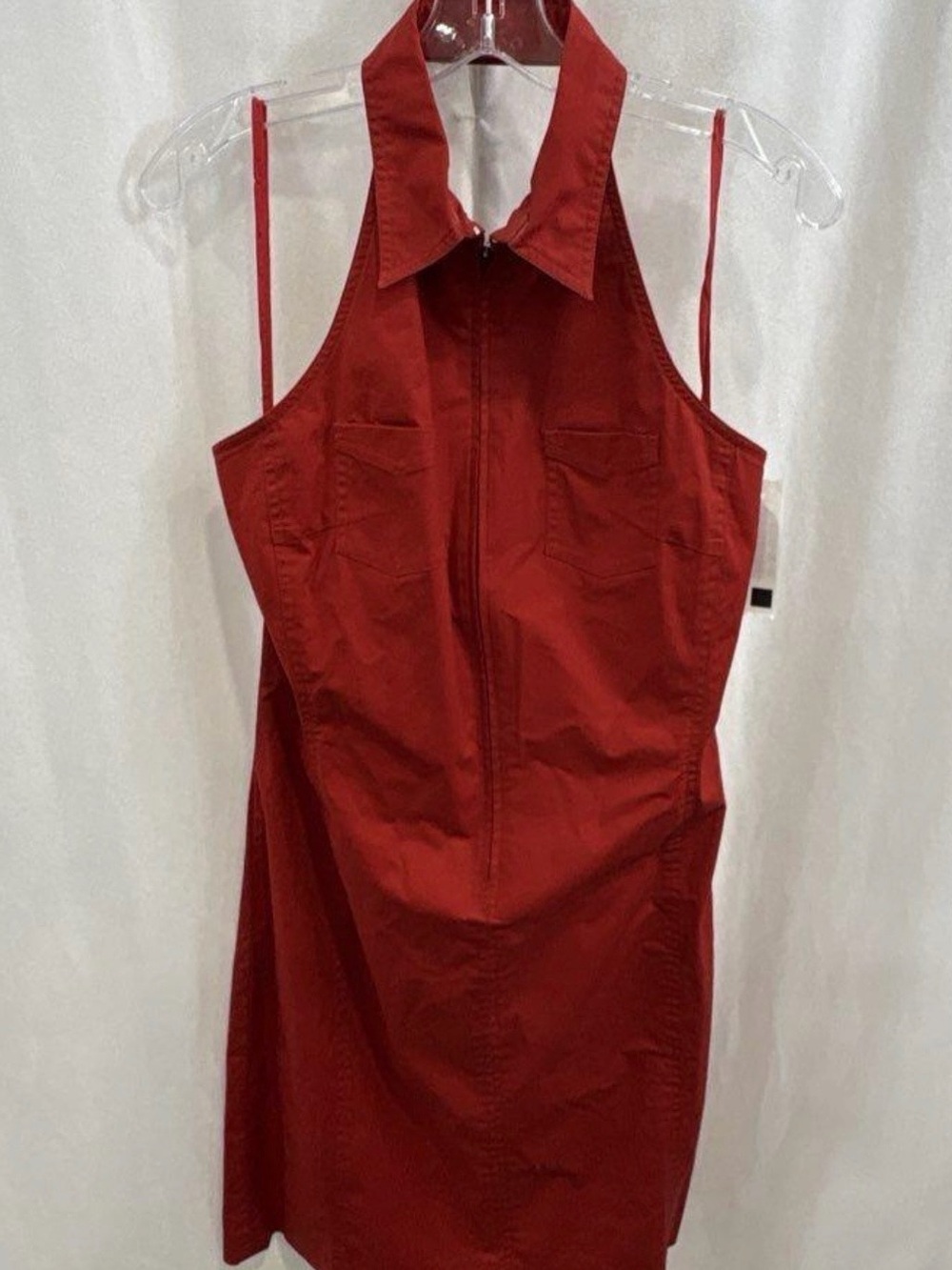 Vintage Y2K Ralph by Ralph Lauren Women's Red Halter Zip-Front Dress